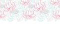 Vector modern line art florals horizontal border Royalty Free Stock Photo