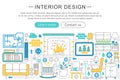 Vector modern line flat Interior design decor concept. Interior design decoration icons Website Header, app design Royalty Free Stock Photo