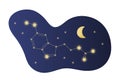 Vector modern melatonin treatment banner template. Blue gradient shape with night sky illustration formula like constellation