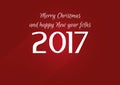 Vector modern minimalistic Happy New Year 2017 vintage red celebration card - vintage red styled version, eps stock image.