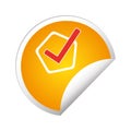 Vector modern orange golden check mark icon isolated on white background Royalty Free Stock Photo