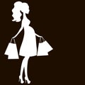 Vector modern pregnant mommy, the woman does the shopping online store, logo, silhouette, stylized symbol of mother's Royalty Free Stock Photo