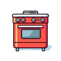 Vector of a modern red stove with four burners on top