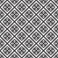 Decorative Seamless Floral Geometric Black & White Pattern Background