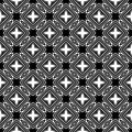 Decorative Seamless Floral Geometric Black & White Pattern Background. Flowers, geometry. Royalty Free Stock Photo