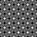 Decorative Seamless Floral Geometric Black & White Pattern Background. Flowers, geometry. Royalty Free Stock Photo