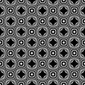 Decorative Seamless Floral Geometric Black & White Pattern Background. Flowers, geometry. Royalty Free Stock Photo