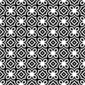 Decorative Seamless Floral Geometric Black & White Pattern Background. Complicated, material. Royalty Free Stock Photo