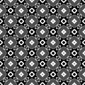 Decorative Seamless Floral Geometric Black & White Pattern Background. Flowers, geometry. Royalty Free Stock Photo