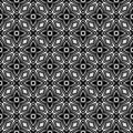 Decorative Seamless Floral Geometric Black & White Pattern Background. Flowers, geometry. Royalty Free Stock Photo