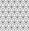 Vector modern seamless sacred geometry pattern, black and white abstract Royalty Free Stock Photo