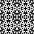 Vector abstract seamless pattern.Modern geometric background.Repeated monochrome pattern with concentric circles background. Royalty Free Stock Photo