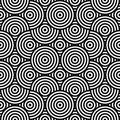 Vector abstract seamless pattern.Modern geometric background.Repeated monochrome pattern with concentric circles background. Royalty Free Stock Photo