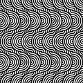 Vector abstract seamless pattern.Modern geometric background.Repeated monochrome pattern with concentric circles background. Royalty Free Stock Photo