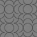 Vector abstract seamless pattern.Modern geometric background.Repeated monochrome pattern with concentric circles background. Royalty Free Stock Photo