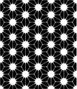 Vector modern seamless sacred geometry pattern floral, black and white abstract Royalty Free Stock Photo