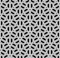 Vector modern seamless sacred geometry pattern hexagon, black and white abstract Royalty Free Stock Photo