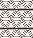 Vector modern seamless sacred geometry pattern hexagon, black and white abstract Royalty Free Stock Photo