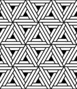 Vector modern seamless sacred geometry pattern hexagon, black and white abstract Royalty Free Stock Photo