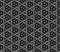 Vector modern seamless sacred geometry pattern hexagon, black and white abstract Royalty Free Stock Photo