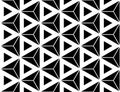 Vector modern seamless sacred geometry pattern hexagon triangles, black and white abstract Royalty Free Stock Photo