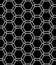 Vector modern seamless sacred geometry pattern honeycomb, black and white abstract Royalty Free Stock Photo