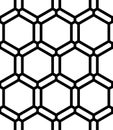 Vector modern seamless sacred geometry pattern honeycomb, black and white abstract Royalty Free Stock Photo