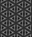 Vector modern seamless sacred geometry pattern spikes, black and white abstract Royalty Free Stock Photo