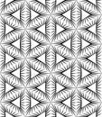 Vector modern seamless sacred geometry pattern spikes, black and white abstract Royalty Free Stock Photo