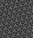 Vector modern seamless sacred geometry pattern triangles illusion, black and white abstract Royalty Free Stock Photo