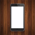 Vector modern smartphone on wooden background Royalty Free Stock Photo
