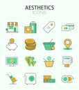 Vector modern thin line flat design of icons set Royalty Free Stock Photo