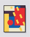 Vector Modern and trendy color shape and form, Bauhaus and Mondrian vibe. 1950s modern art for print and poster