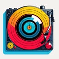 Vector of a modern turntable with a record player playing a vinyl record Royalty Free Stock Photo