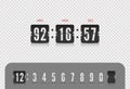 Vector modern ui design of retro time meter with numbers. Old design scoreboard clock template. Score board number font. Royalty Free Stock Photo