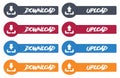 Vector modern Upload and Download design icon set in button Royalty Free Stock Photo