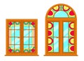 Vector modern windows with stained glass motif.