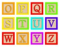 Vector modern wooden alphabet blocks set Royalty Free Stock Photo