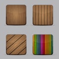 Vector modern wooden icons set on gray background