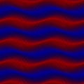 Vector moire seamless pattern of red and blue lines on black. Wavy colorful texture for wallpaper design