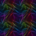 Vector moire seamless pattern of thin gradient lines. Abstract multicolor texture for textile or wrapping design