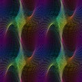 Vector moire seamless pattern of winding iridescent lines. Abstract multicolor holographic texture for fabric design