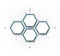 Vector molecule with 3D paper label, integrated Hexagon background