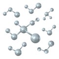 Vector Molecules, 3D Realistic Illustration, Gray Spheres Isolated. Royalty Free Stock Photo