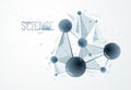 Vector molecules scientific chemistry and physics theme vector abstract background, micro and nano science and technology theme,