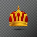 Vector monarchy golden crown icon isolated on background.