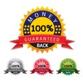 Vector money back guarantee gold sign set labele on white background Royalty Free Stock Photo