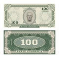 Vector money banknotes illustration with portrait of Gattamelata by Donatello classical statue . Side of money bills