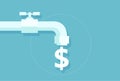 Vector of money dollar sign flowing from faucet Royalty Free Stock Photo