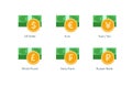 Vector money flat icon illustration. Set of world currency as dollar, euro, pound, frank, yuan and yen isolated on white Royalty Free Stock Photo